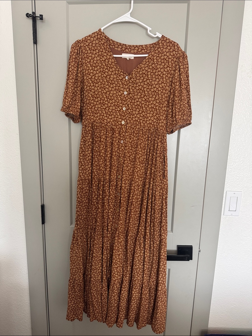 Roolee Rust Brown Floral Maxi Dress